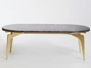 GABRIEL SCOTT Овальный мраморный журнальный столик для гостиной Prong