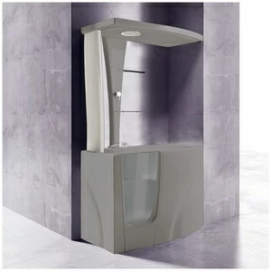 Ванна с кабиной GRUPPO TREESSE GEN-Y TOP STD-V3417|B3411-DX серая угловая сидячая с дверью правосторонняя