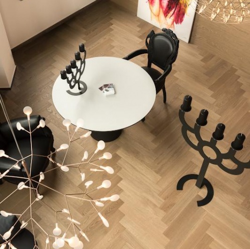 Паркет Ёлка Coswick Пастель Дуб Селект (Гладкая) 412,75х82,55 мм 2600700118 - Вид №2