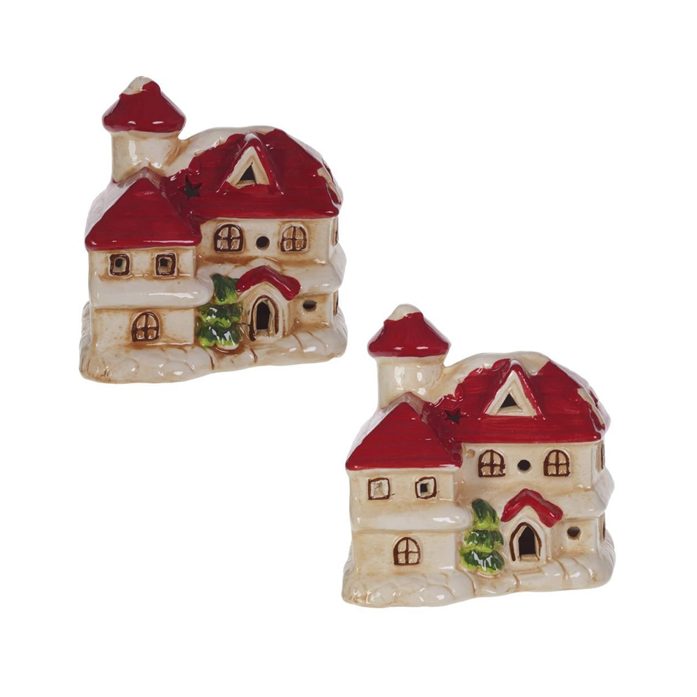 256197 Фигурка декоративная "Домик" с подсветкой 10.5 х 8.2 х 10 см Красный Santreyd 