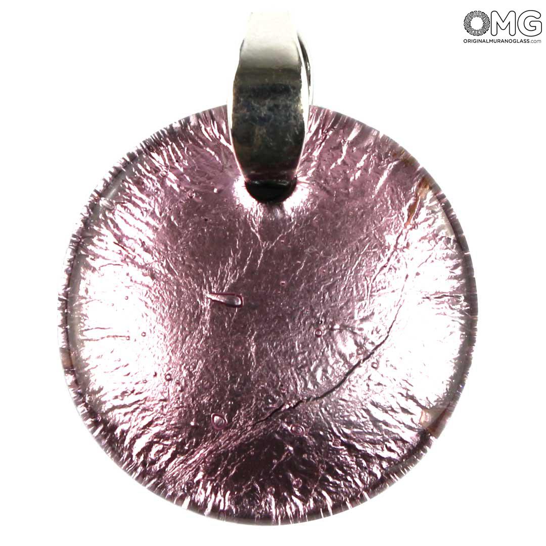 4014 ORIGINALMURANOGLASS Круглая сиреневая подвеска с серебром - муранское стекло OMG 5 см  - Вид №1