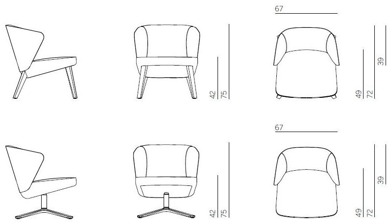 Montis Вращающееся кресло из ткани с 4 спицами и подлокотниками Back me up sun-id-1475342 - Вид №2