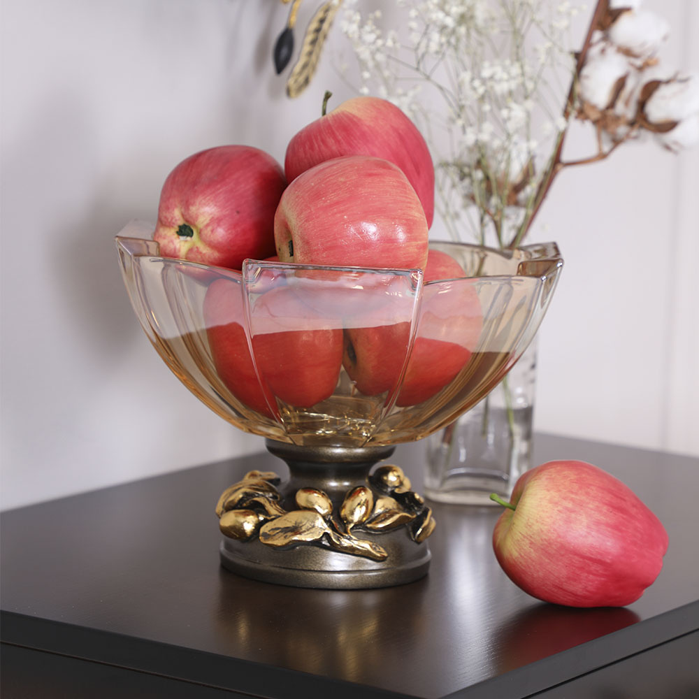 52102+52104 Фруктовница и ваза Oliva Branch Gold Бронза BOGACHO  - Вид №5