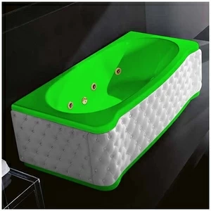Ванна Gruppo treesse New Classic Young STD-V6747-DX-KB-ZEZ зелёная с золотой фурнитурой и гидромассажем прямоугольная правая белая кожа