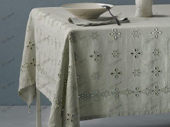 Society Limonta Вышитая льняная скатерть Bijou sun-id-1483095