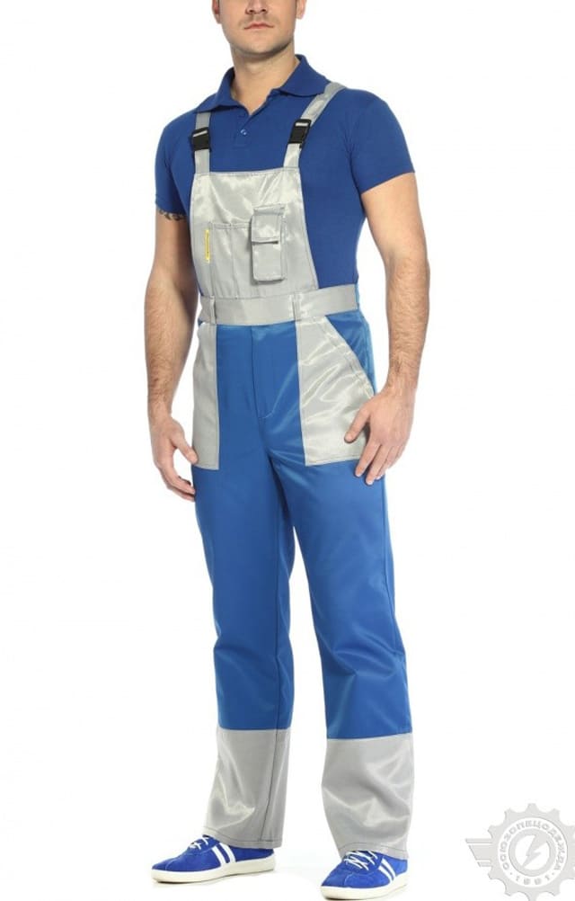 61494 Полукомбинезон "Мастер" василек-светло-серый  Летняя спецодежда  размер 56-58/182-188  - Вид №2