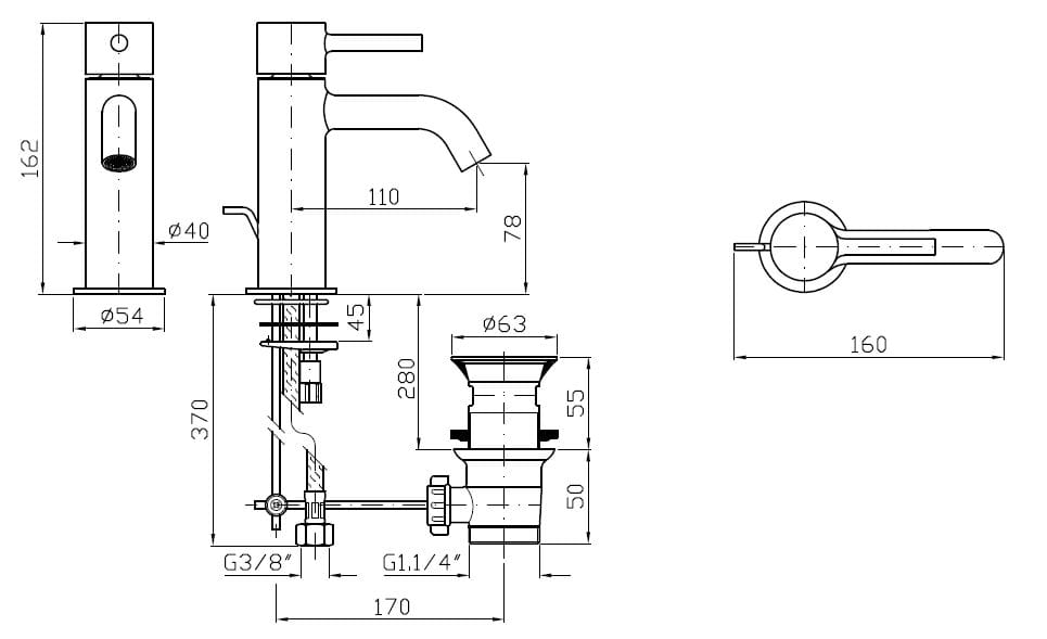 Однорычажный смеситель для раковины с раковиной Zucchetti Pan S ARCH-00114717 - Вид №3