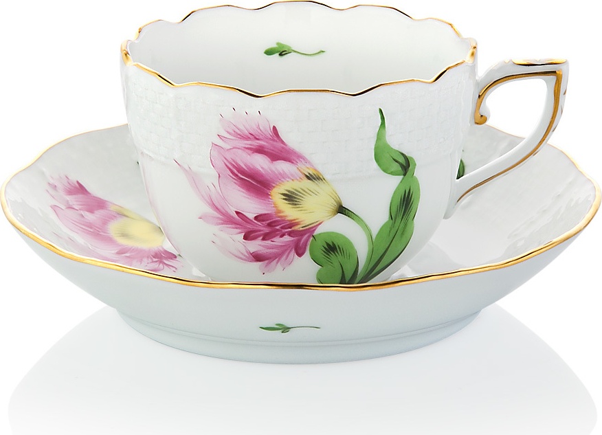 1051666 Herend Чашка для мокко с блюдцем 80мл "Китти" (розовая) Фарфор 