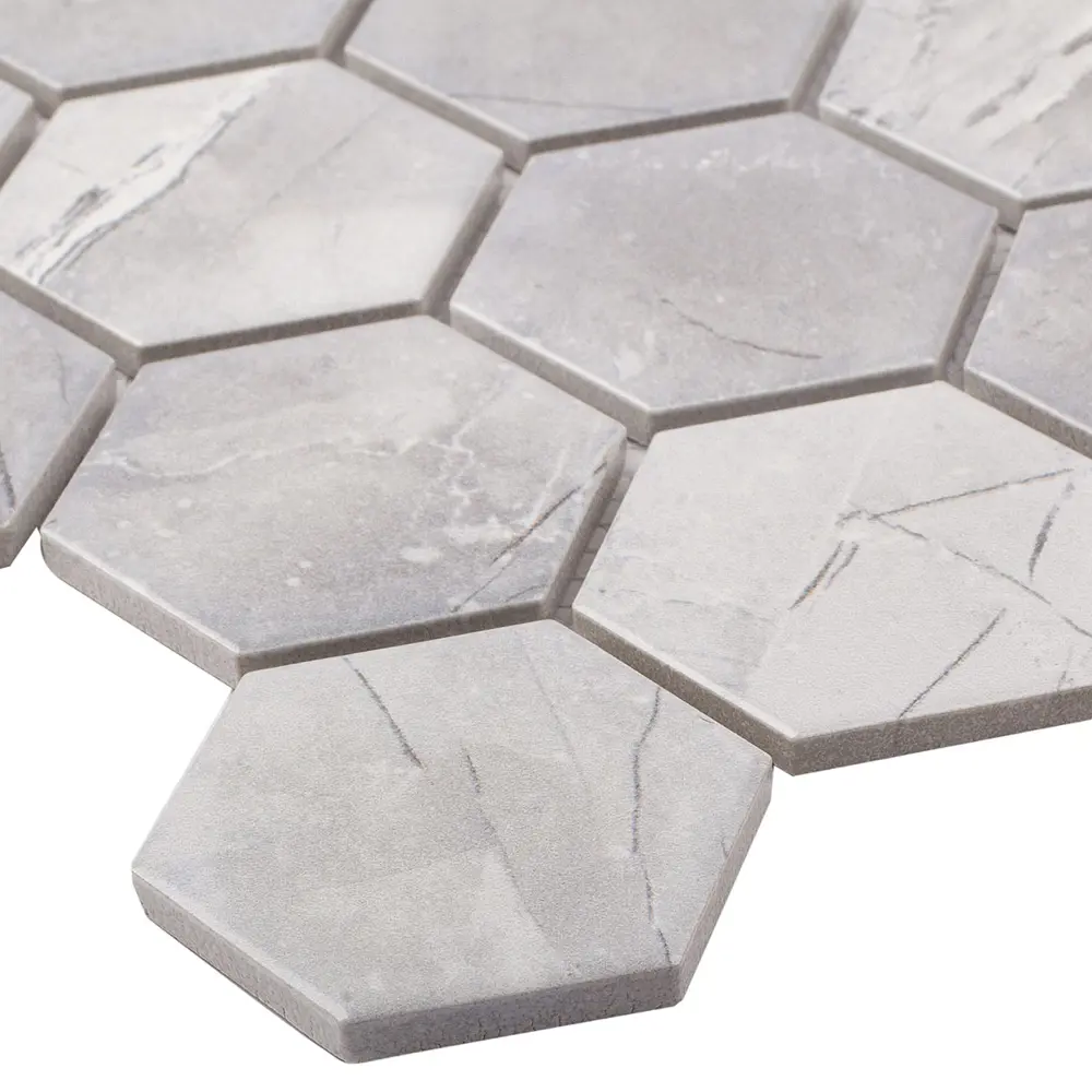 Мозаика керамическая Smart Mosaic Homework Hexagon Marblegrey Мат 27.1x28.2 см цвет серый 82909305 STLM-2030911 - Вид №4