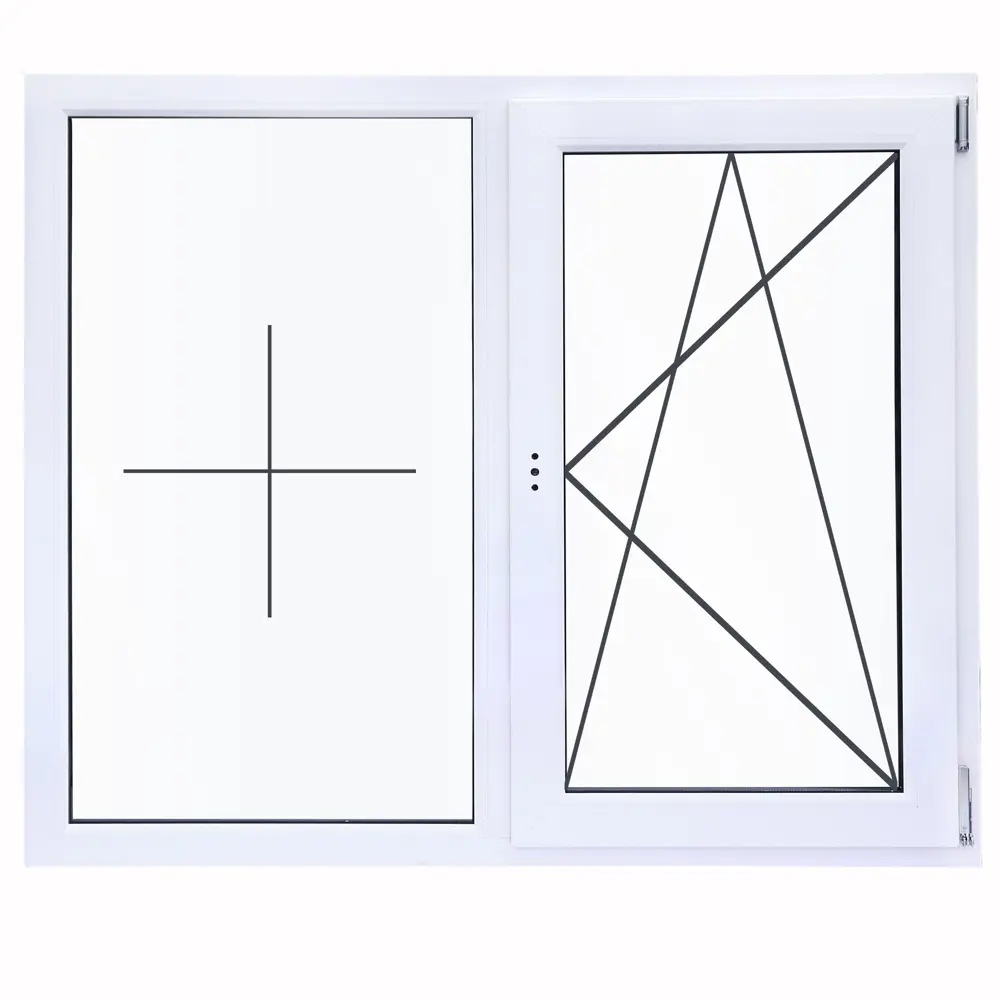 VEKA Двустворчатое пластиковое окно 1270x1200 мм с однокамерным стеклопакетом 83130813 STLM-0039251