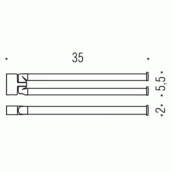B6212 Полотенцедержатель двойной поворотный (хром) COLOMBO LULU Colombo Design - Вид №2