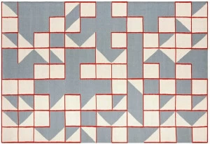 GAN Прямоугольный шерстяной коврик ручной работы с геометрическими мотивами Kilim