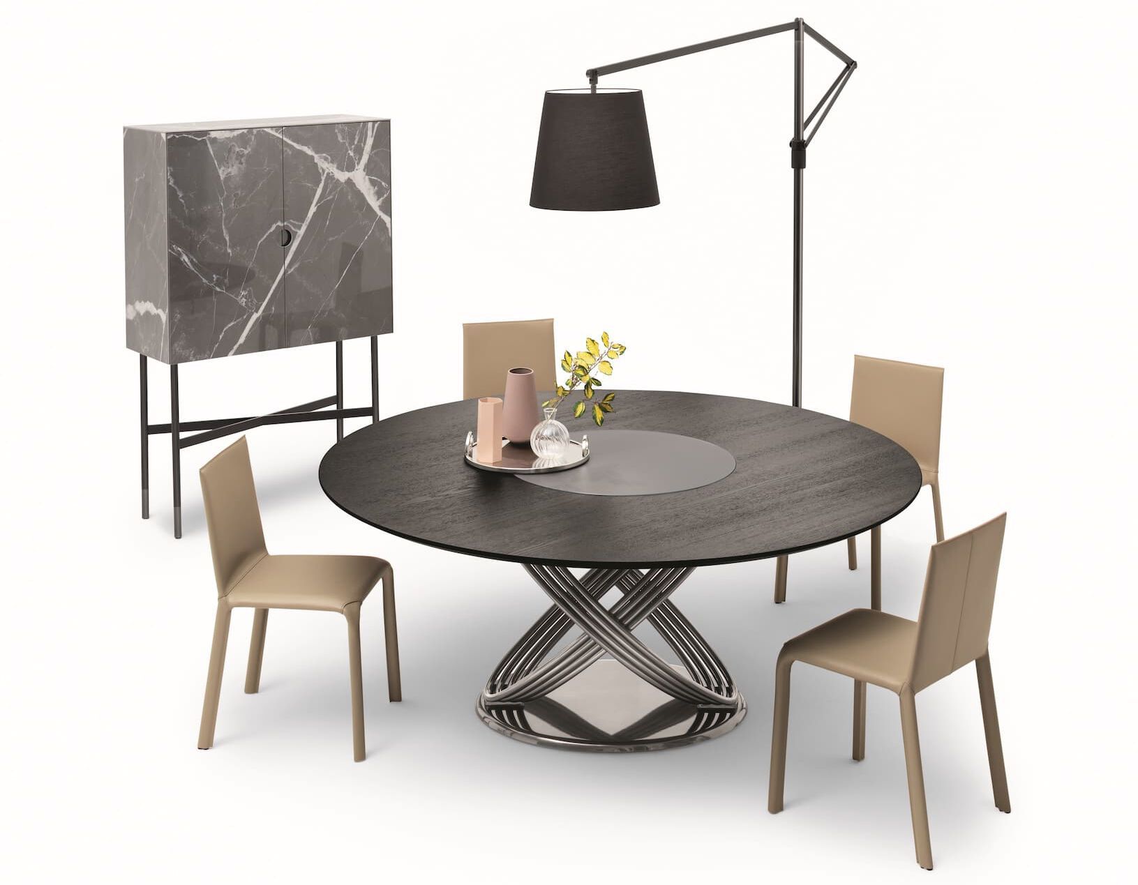 Круглый обеденный стол из нержавеющей стали и SuperMarmo Bontempi Casa FUSION ARCH-00149018 - Вид №2