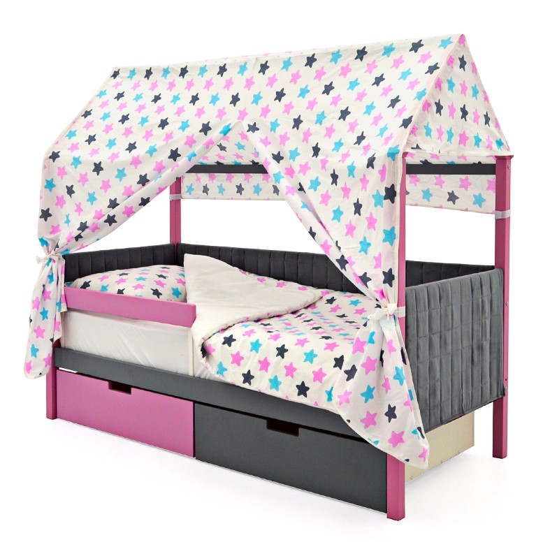 Детская кровать-домик мягкая лаванда-графит Svogen БЕЛЬМАРКО  00-3873184 Розовый;серый Santreyd  - Вид №10