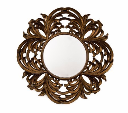 Зеркало круглое большое в резной раме Round Leaf PUSHA ДИЗАЙНЕРСКИЕ 062615 Золото  - Вид №1