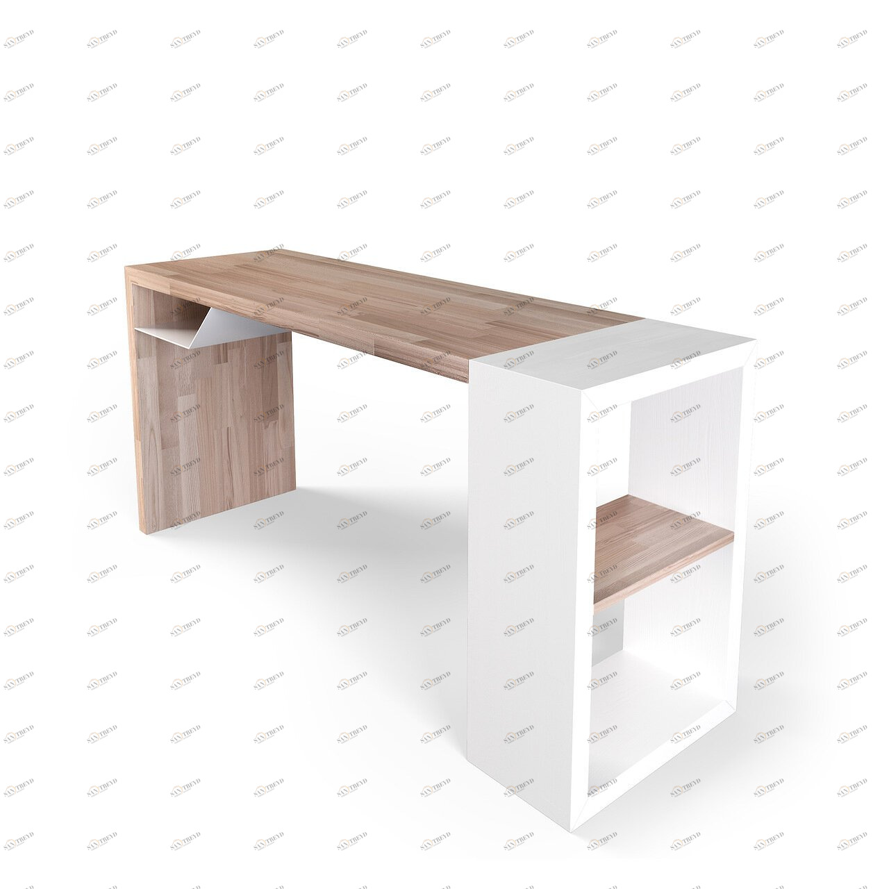 Письменный стол деревянный с белыми полками EcoComb-5 BRAGIN DESIGN ПИСЬМЕННЫЕ СТОЛЫ ECOCOMB 256609 Бежевый 