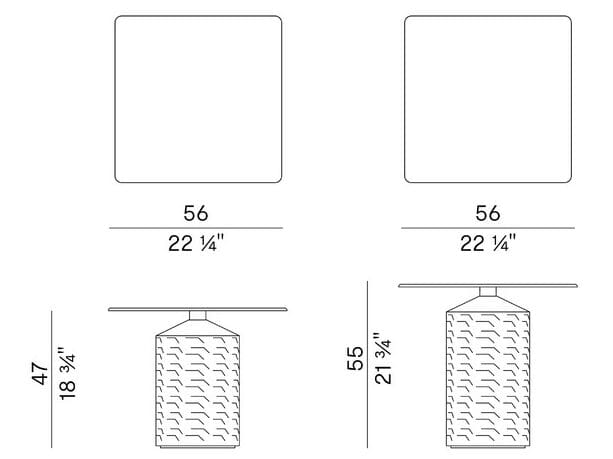 Квадратный керамический садовый журнальный столик со стеклянной столешницей Potocco Hishi ARCH-00015753 - Вид №1
