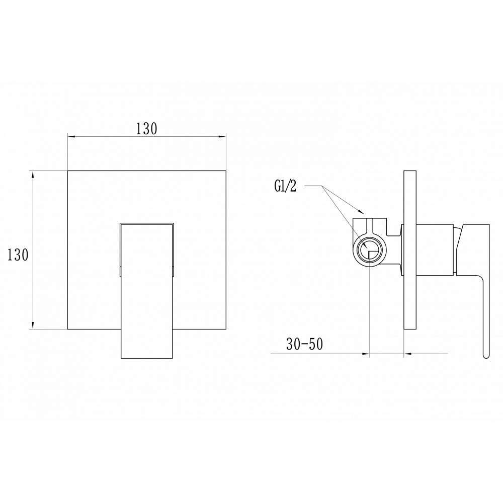 GZ 5103E Смеситель встраиваемый квадратный Ganzer Золото Ganzer Германия 13934 - Вид №2