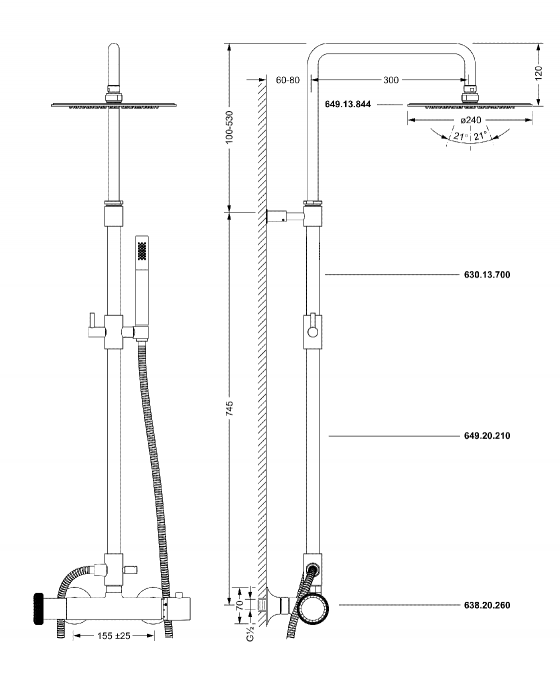 Душевая стойка ½" JOERGER Valenciaновинка 638.20.460.000-AA - Вид №1