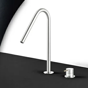 Смеситель для раковины сталь глянцевая с бежевой ручкой Toki Radomonte TKI31LCIL28