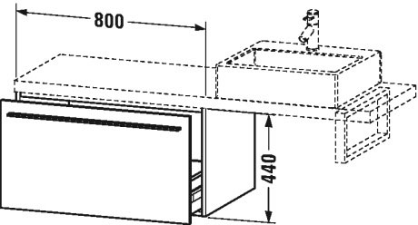 XL543408989 X-Large Шкафчик для консоли Фланелево-серый глянцевый лак Duravit - Вид №1