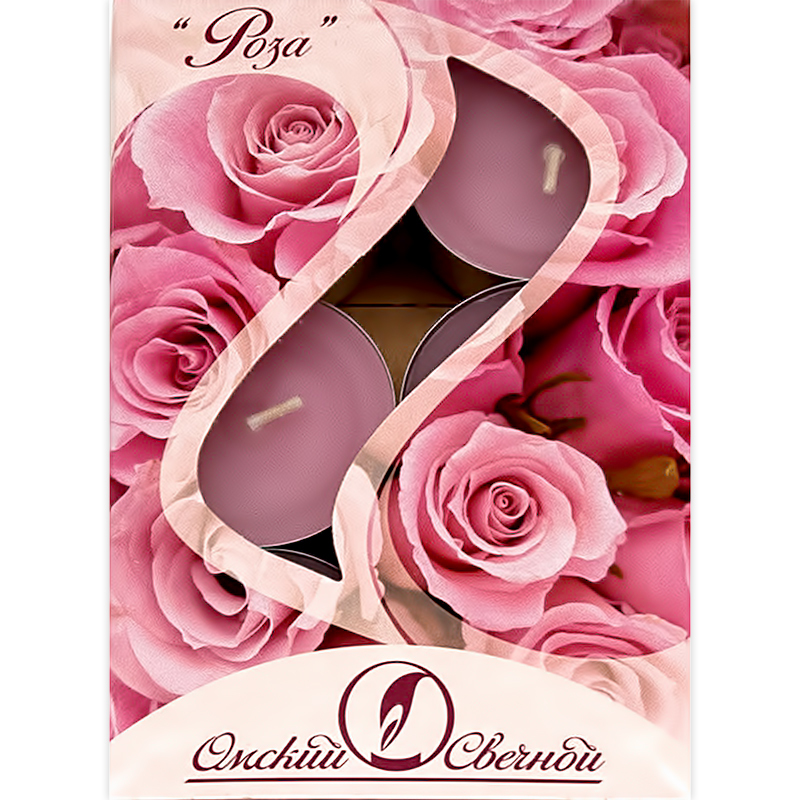 001826 Cвечи в гильзе ароматические 1.6 x 3.8 см 12 г 6 шт. Роза Омский Свечной 