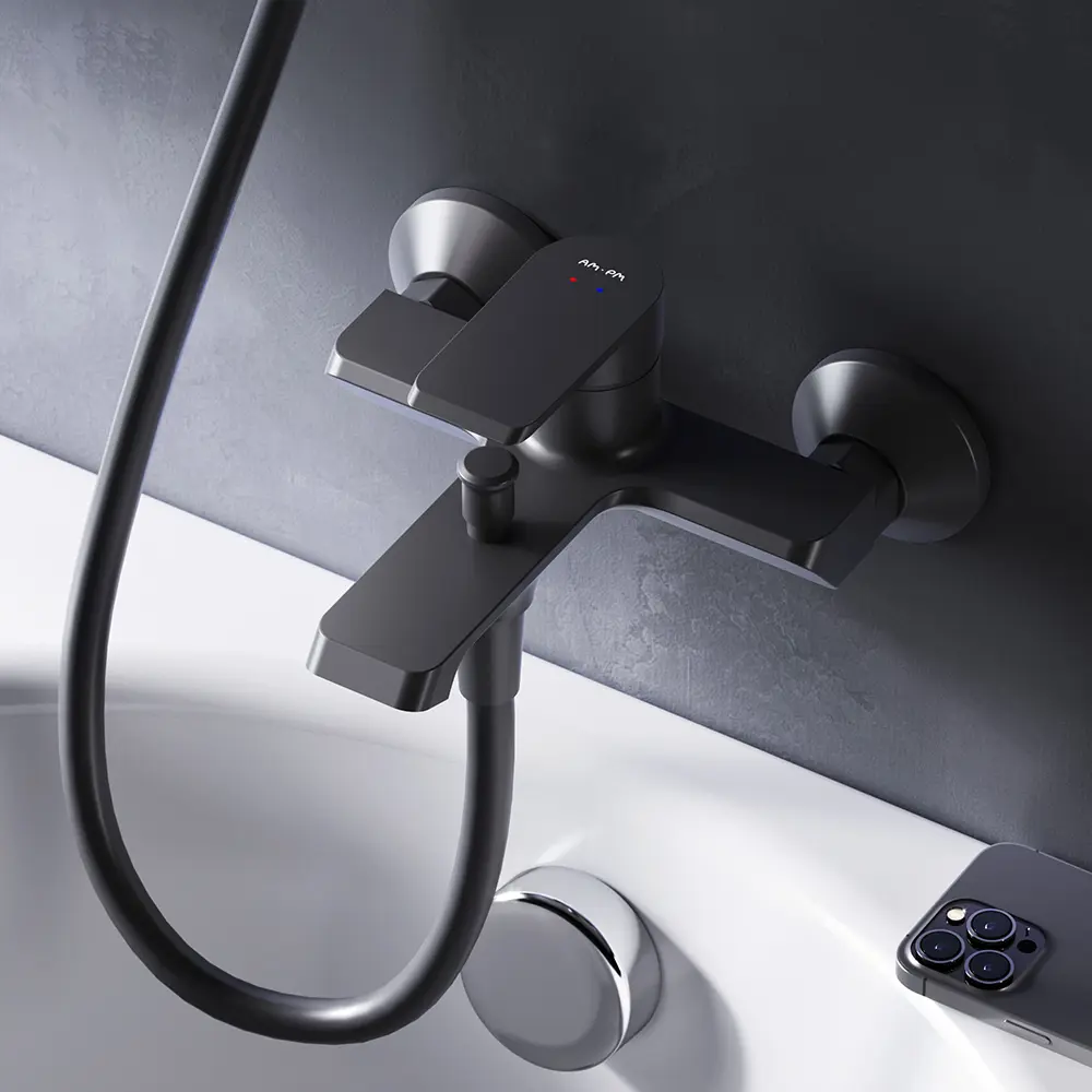 Смеситель AM.PM Flash для ванны с рычажным управлением в черном исполнении 86406013 STLM-0068683 - Вид №11