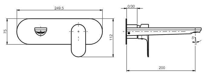 Настенный смеситель для раковины с пластиной без слива Rubinetterie Frattini Lea ARCH-00115506 - Вид №9