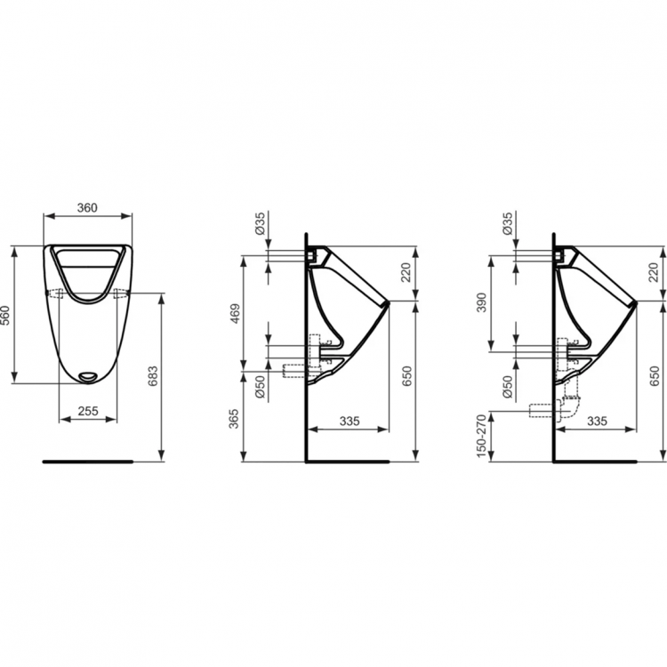K553801 Писсуар Ideal Standard ECCO-EUROVIT  - Вид №1