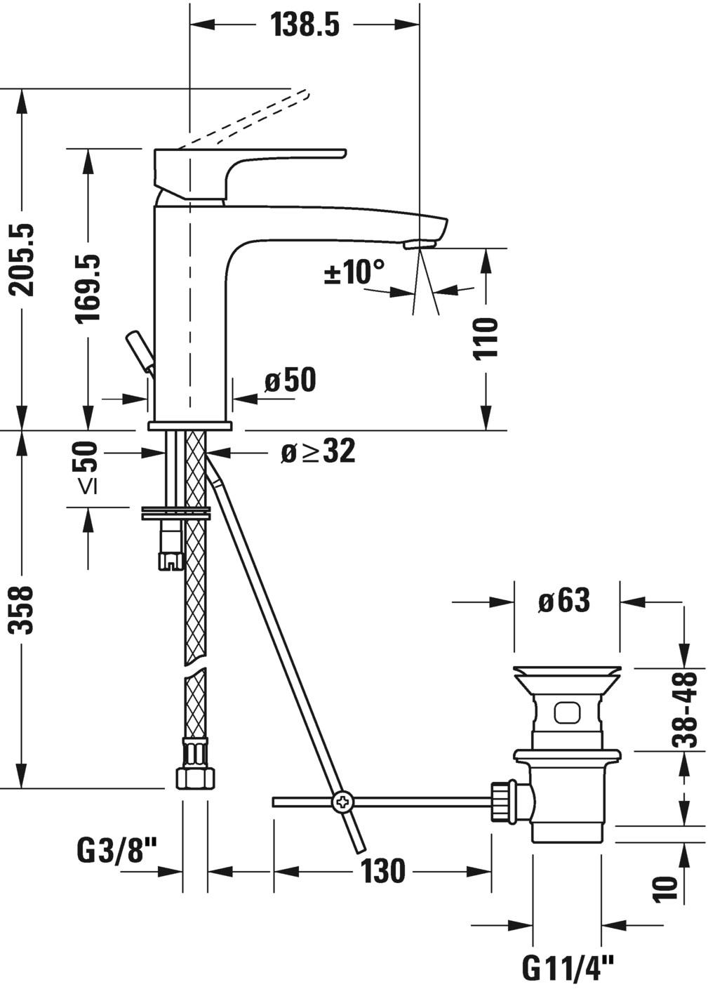 Duravit Смеситель для раковины, однорычажный, со сливом B.1 sun-id-1471248 - Вид №3