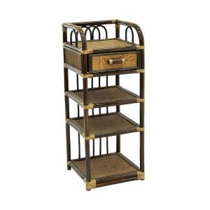 Этажерка с ящиком, ротанг коричневая "Олиа -1" ЭКО ДИЗАЙН CLASSIC RATTAN 129563 Бежевый;коричневый