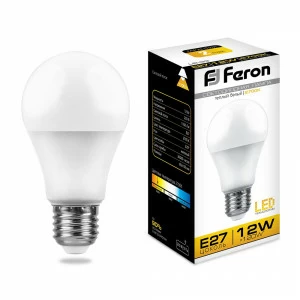 Лампа светодиодная Feron "Шар" E27 12W 2700K LB-93 25489 FERON  00-3956515 Матовый