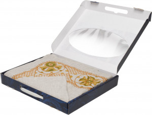 10659146 Торжокские золотошвеи Набор из скатерти и 12 салфеток "Роскошь" , рисунок 4226-1, серый Лён