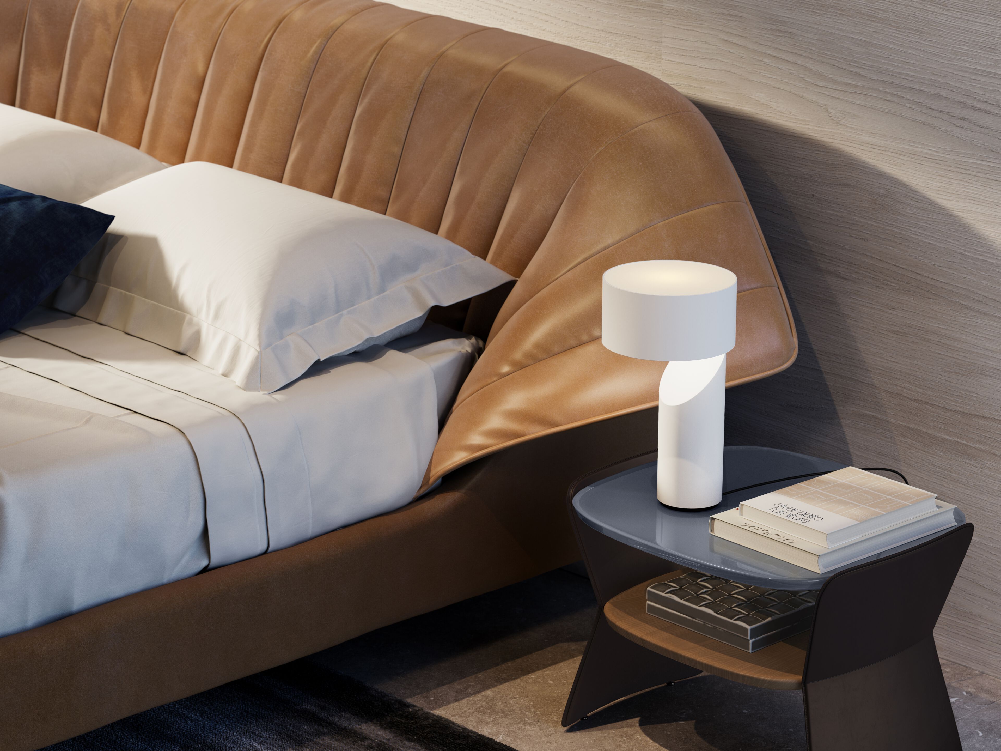 Двуспальная кровать-контейнер с мягким изголовьем Natuzzi Italia CALA ARCH-00076169 - Вид №9