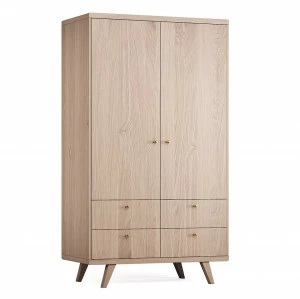 Шкаф распашной двухдверный с ящиками осветленный дуб Thimon №2 THE IDEA  210431 Дуб сонома;бежевый