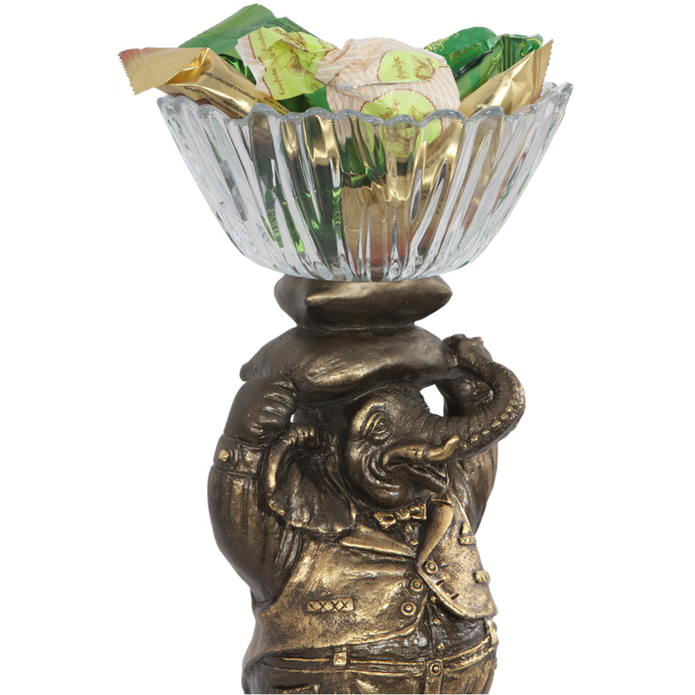 52083 BOGACHO Фруктовница-конфетница Слон Мистер Твистер Литьевой мрамор / стекло  - Вид №7