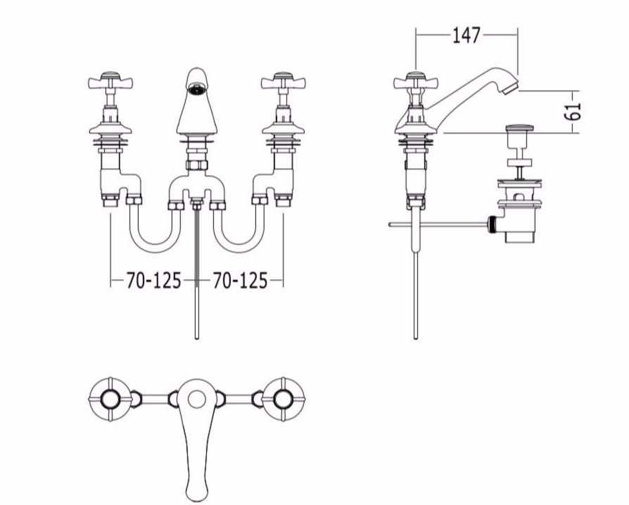 Devon&Devon Смеситель для раковины на 3 отверстия Coventry sun-id-1442281 - Вид №2