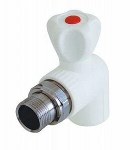 Кран шаровый KALDE D25х3/4" НР угловой с американкой белый