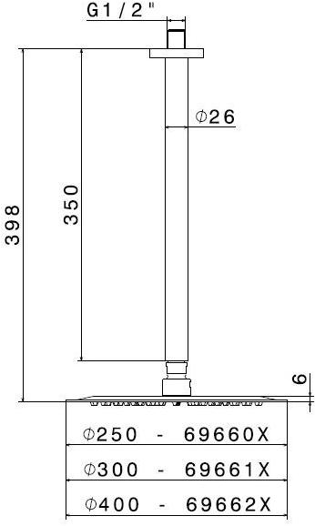 newform Потолочная лейка тропического душа с кронштейном X-steel 316 sun-id-1441638 - Вид №3