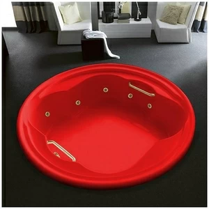 Ванна Gruppo treesse Perla V6697-KZ красная с золотой фурнитурой  с гидромассажем круглая большая свободностоящая