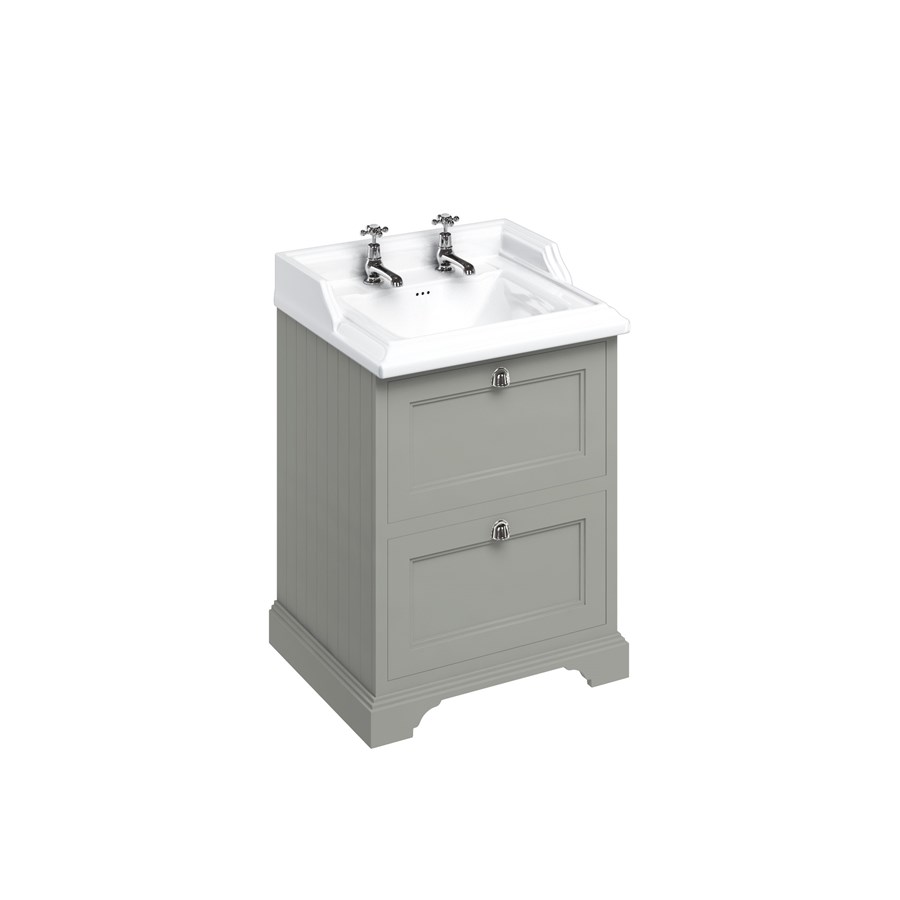 Burlington Отдельностоящий блок 65 с 2 ящиками и классической раковиной Classic Grey с 3-мя отверстиями под смеситель Раковина FF9G_B15 3TH  - Вид №5