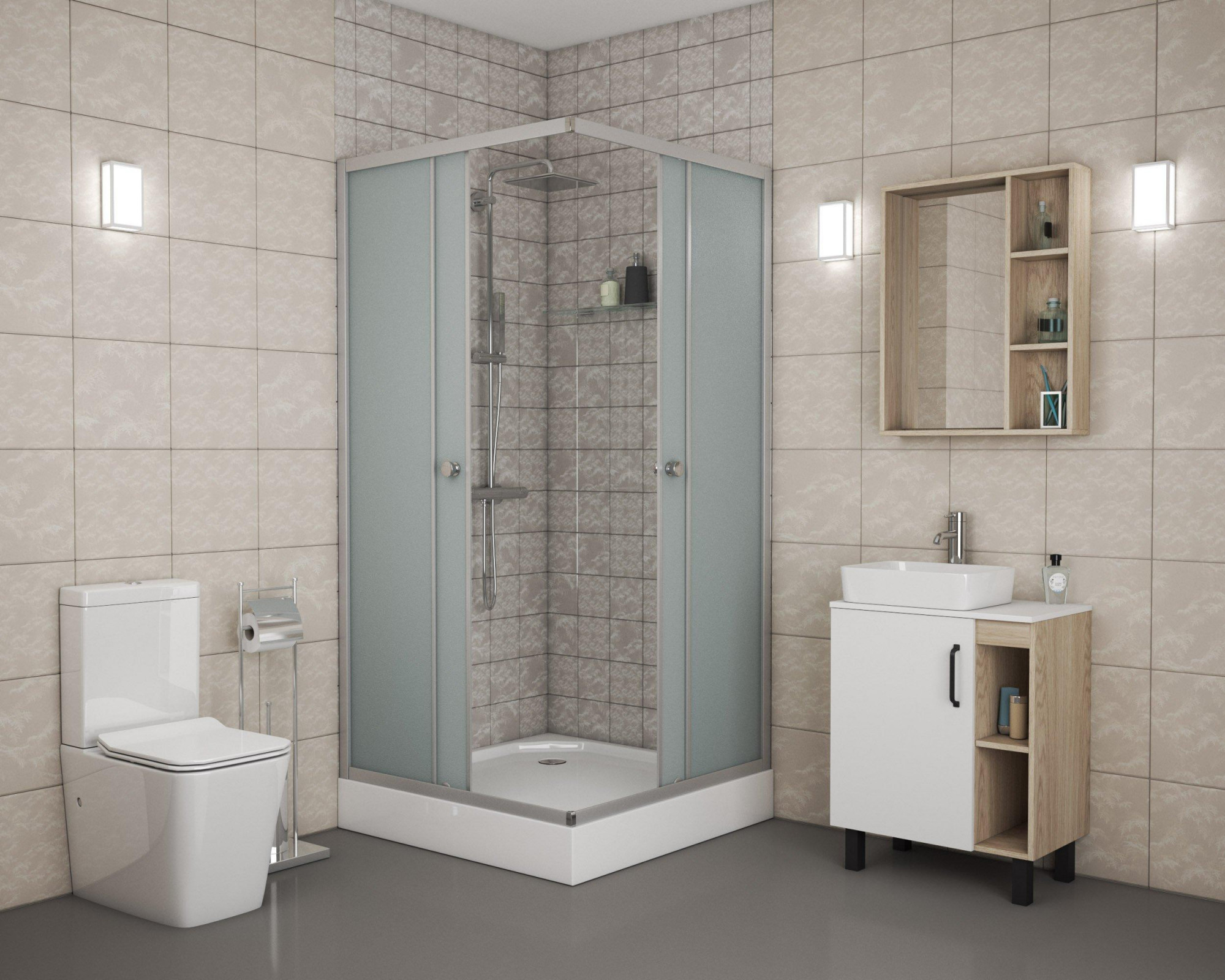 Душ. уголок NG- 008-14Q (800х800х1950) низкий поддон(13см) стекло МАТОВОЕ, 2 места Niagara ECO 0081422Q