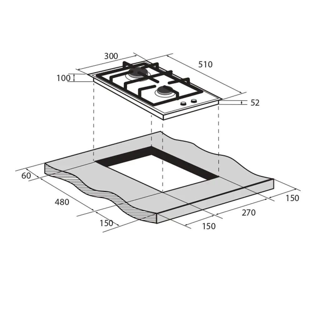 Газовая варочная панель Zugel ZGH293X 29 см 2 конфорки цвет серый STLM-2113796 - Вид №5