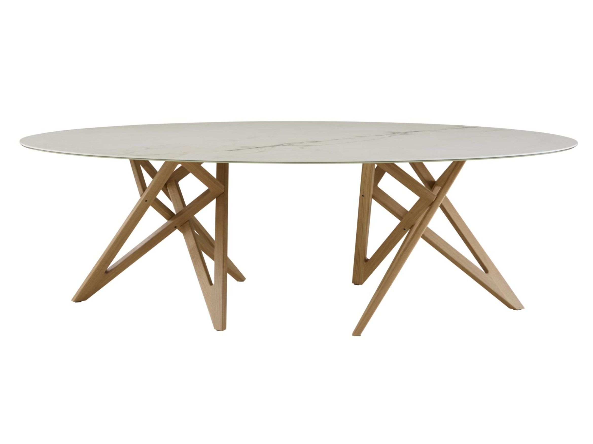 Овальный стол с столешницей из керамогранита с эффектом мрамора Ligne Roset ENNÉA ARCH-00147017