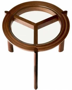 BassamFellows Круглый журнальный столик из дерева и стекла Spoke Cb-321 / cb-322