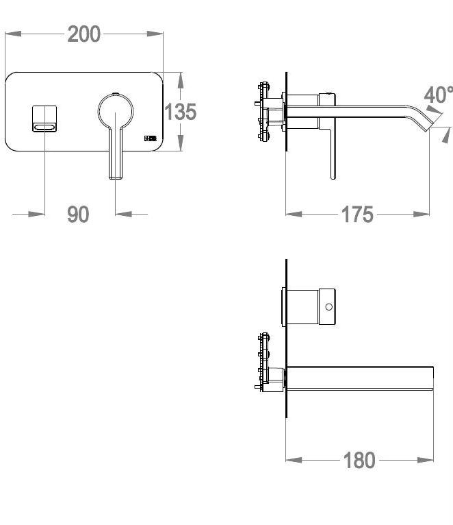 Fir Italia Смеситель для умывальника настенный на 2 отверстия из хромированной латуни с тарелкой Sweet 46 4610108 - Вид №1
