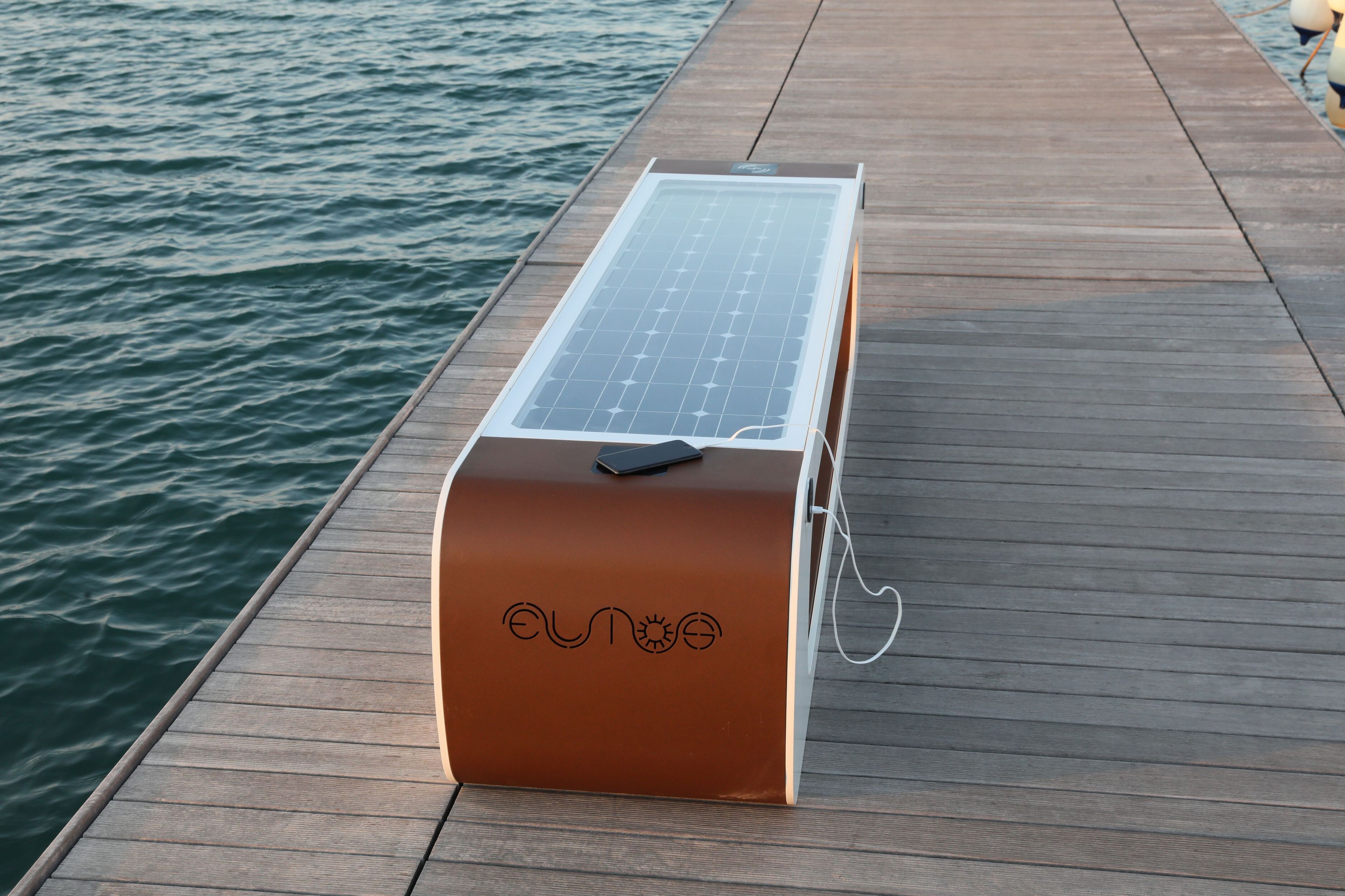 Стальная скамья без спинки с USB-разъемом со встроенным освещением CITYSì ELIOS ARCH-00072477 - Вид №9