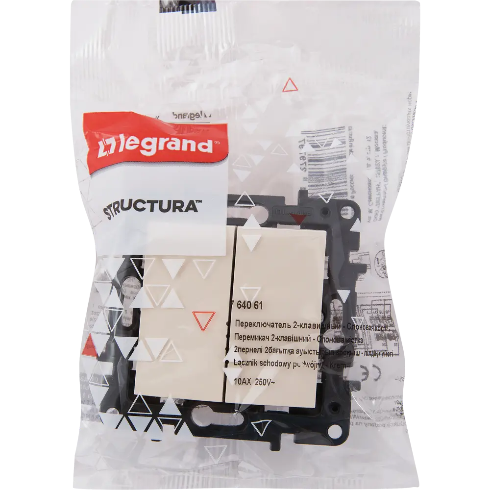 82064621 Переключатель встраиваемый Legrand Structura 2 клавиши, цвет слоновая кость STLM-0018611 - Вид №4