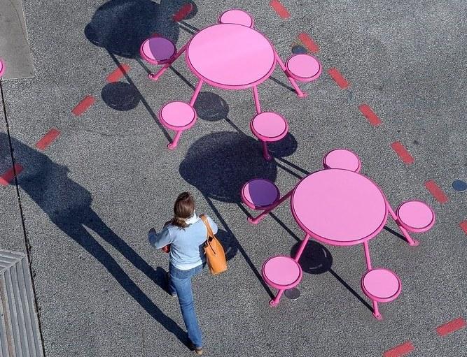 VESTRE Стол HPL для общественных мест со встроенными стульями sun-id-1417334 - Вид №9