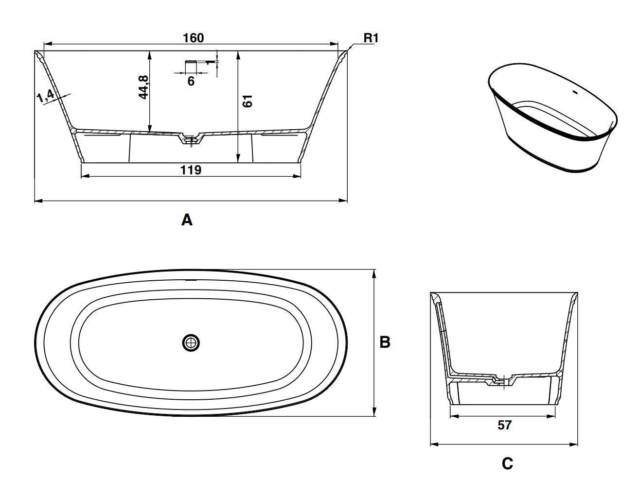 Овальная ванна в центре комнаты Kinedo Iconik ARCH-00058585 - Вид №3